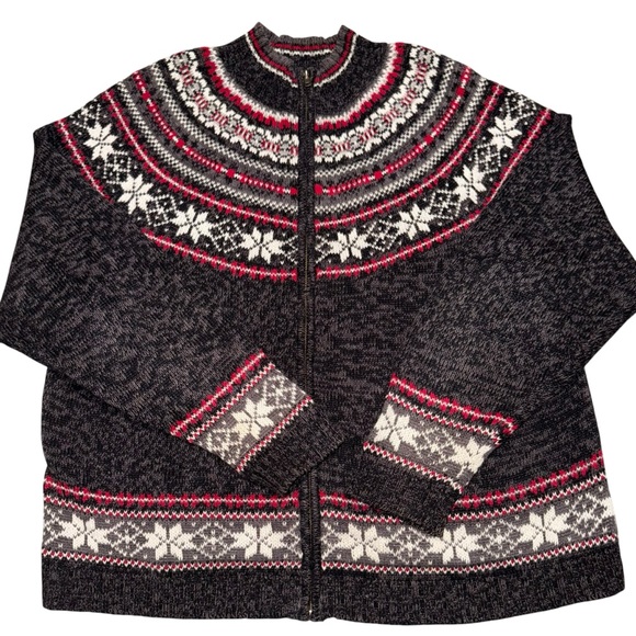 Heirloom Collectibles Women’s Large Nordic Zip Christmas Sweater Fair Isle - Picture 2 of 6